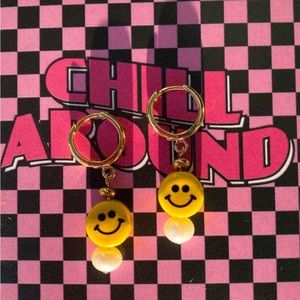 Y2K Smile hoops ~ with natural freshwater pearls